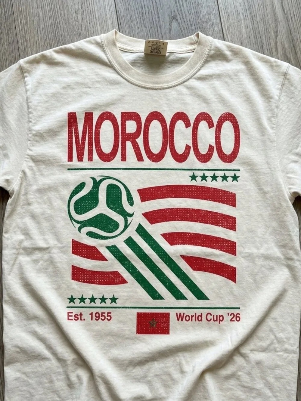 Vintage Morocco Soccer World T-SHIRT WHITE OFF Retro 90s